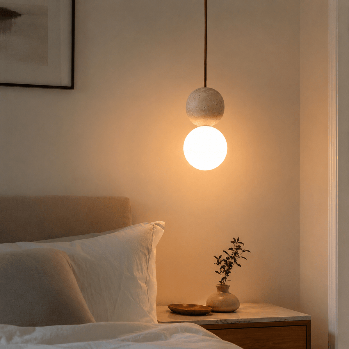 Callum | Travertine Globe Pendant - Luma House