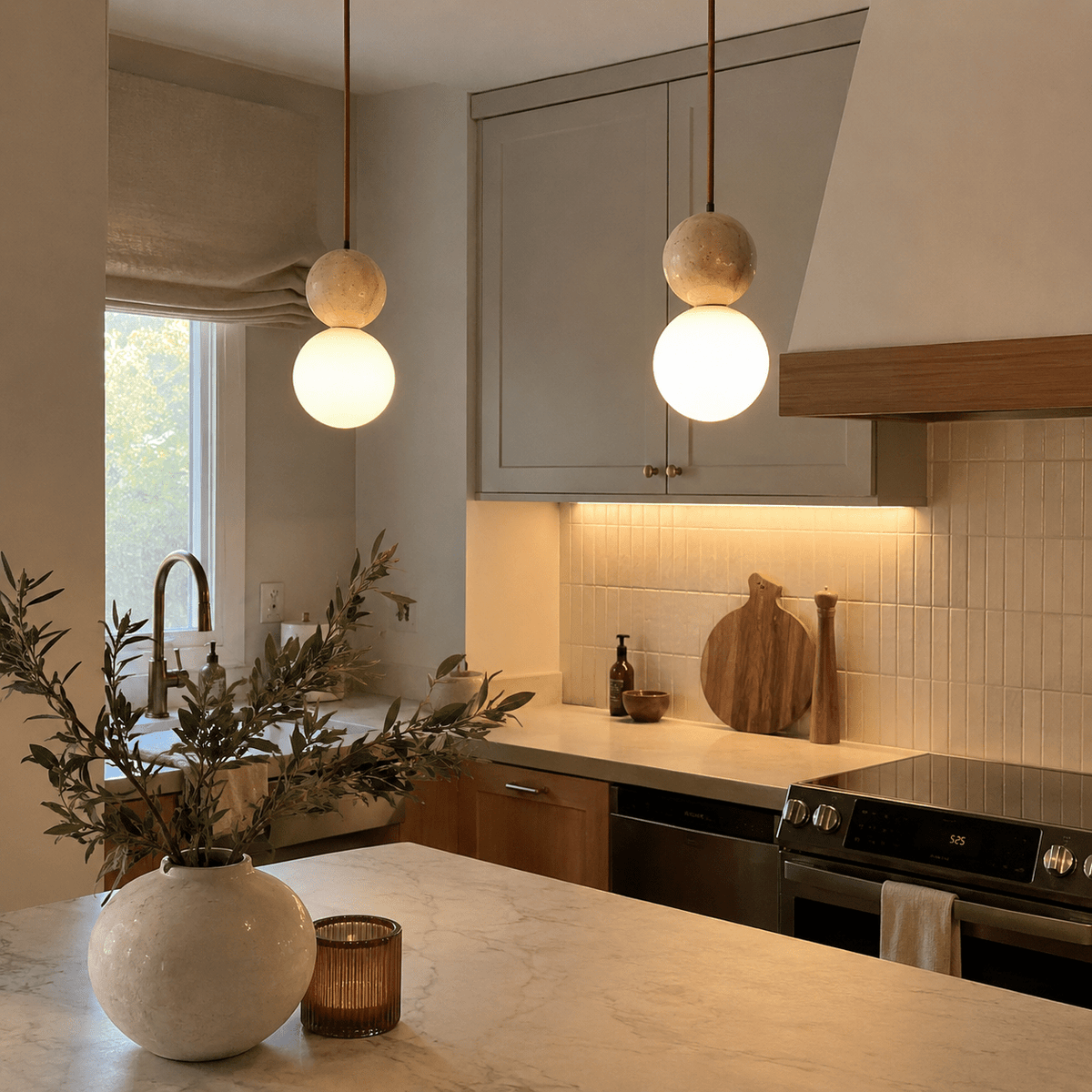 Callum | Travertine Globe Pendant - Luma House