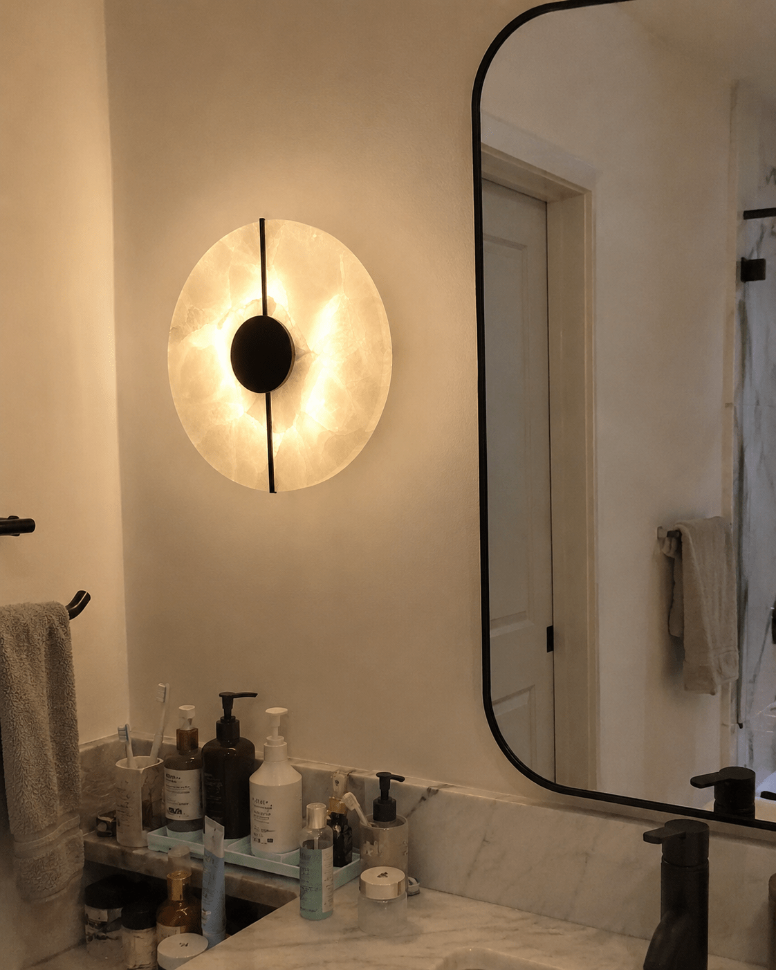 Eclipse | Round Marble Wall Sconce - Luma House