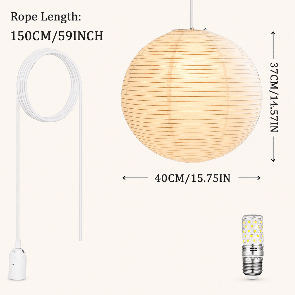 Emiko | Japanese Rice Paper Pendant Light - Luma House