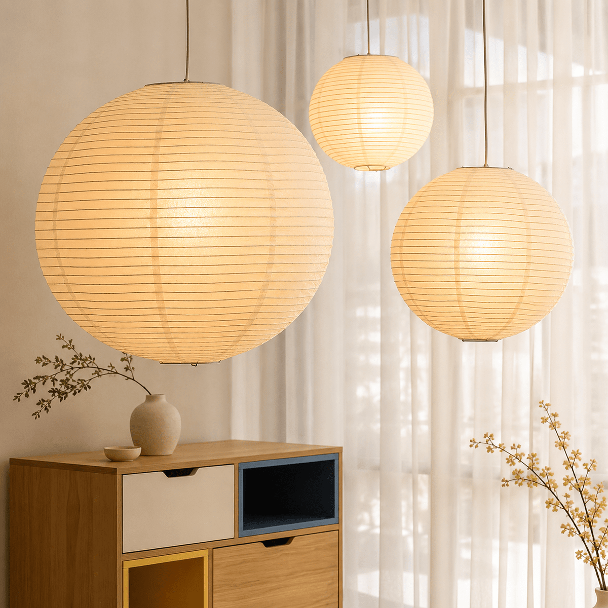 Emiko | Japanese Rice Paper Pendant Light - Luma House