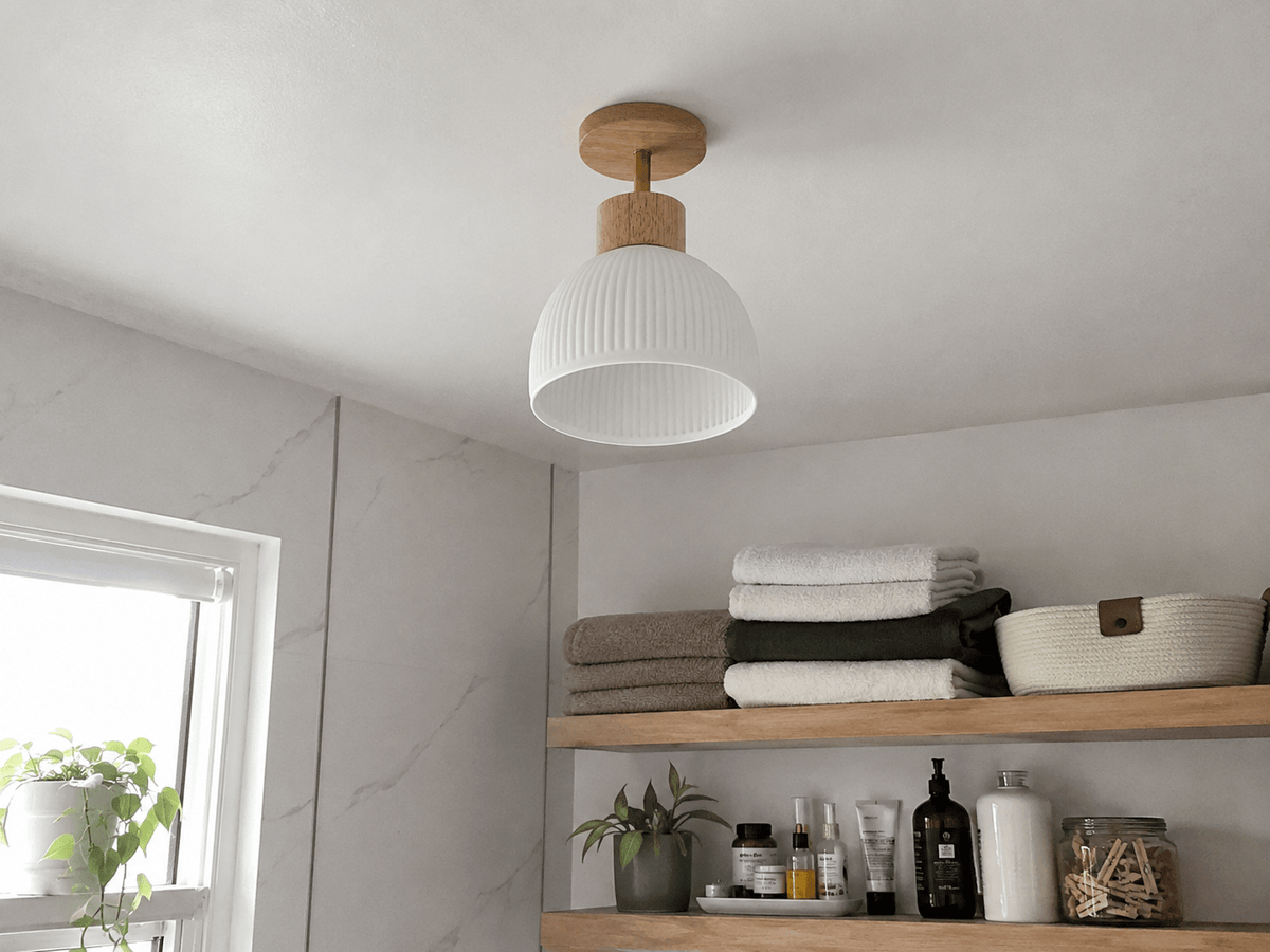 Ezra | Nordic Cream Flush Mount Ceiling Light - Luma House