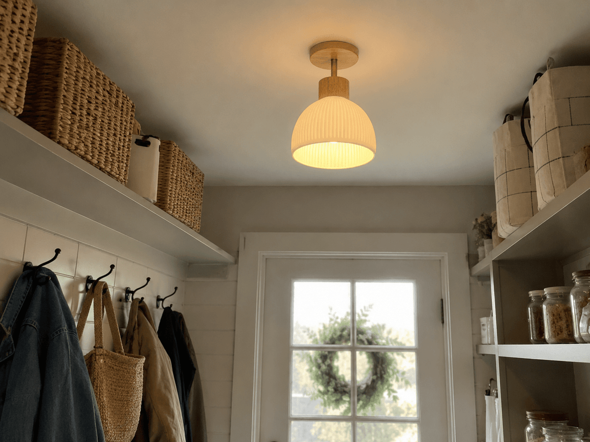 Ezra | Nordic Cream Flush Mount Ceiling Light - Luma House