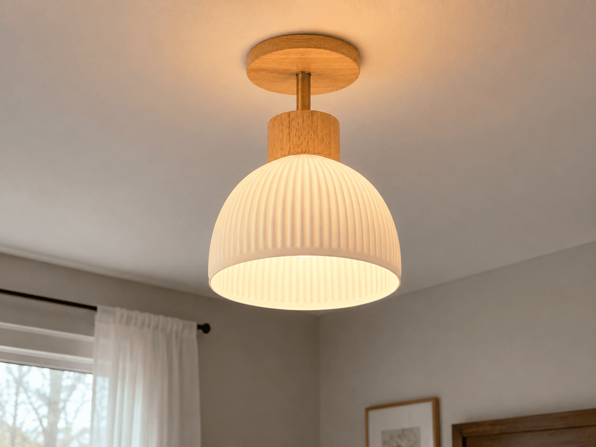 Ezra | Nordic Cream Flush Mount Ceiling Light - Luma House