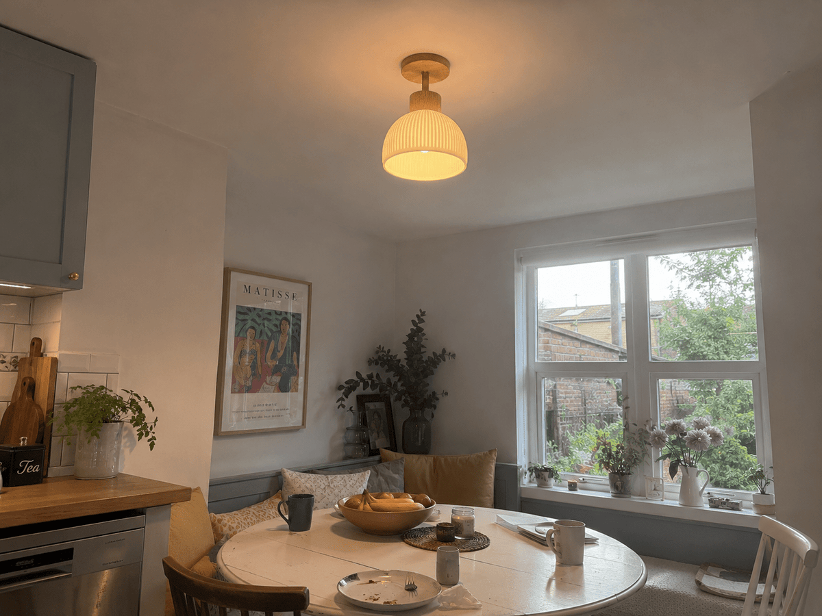 Ezra | Nordic Cream Flush Mount Ceiling Light - Luma House