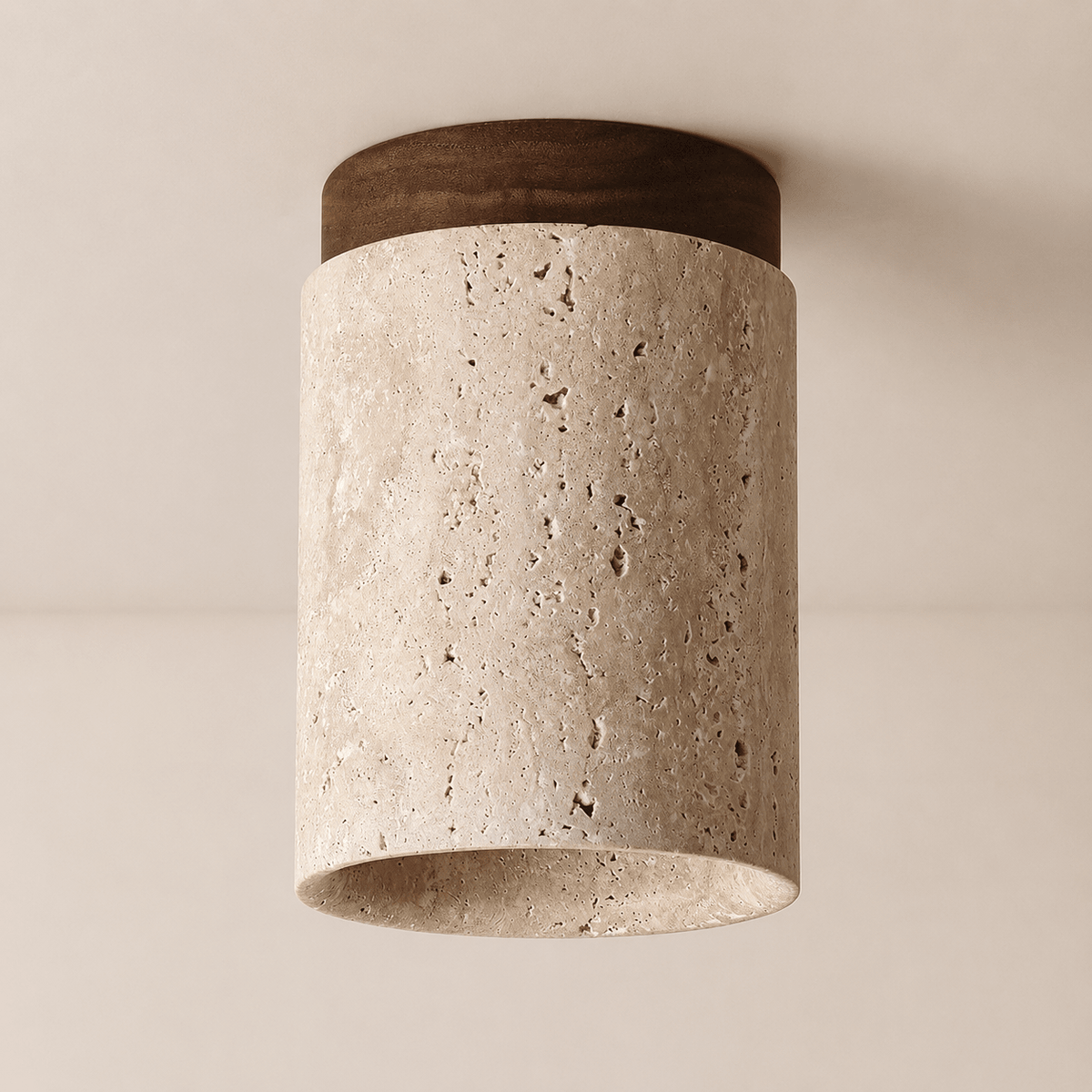 Faro | Yellow Travertine Cylinder Flush Ceiling Light - Luma House