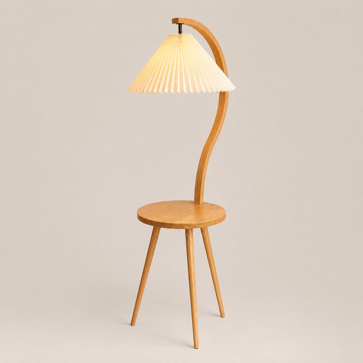 Felix | Modern Wood Floor Lamp with Side Table - Luma House