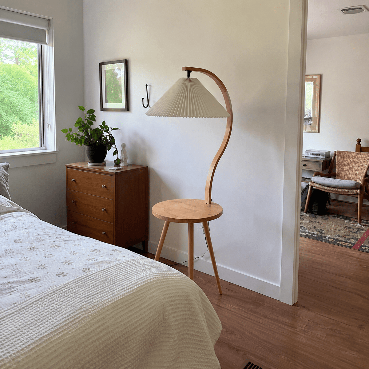 Felix | Modern Wood Floor Lamp with Side Table - Luma House