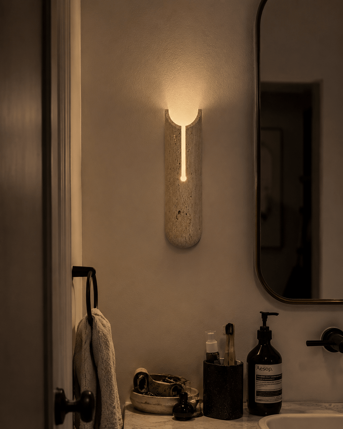 Fessa | Travertine Wall Sconce - Luma House