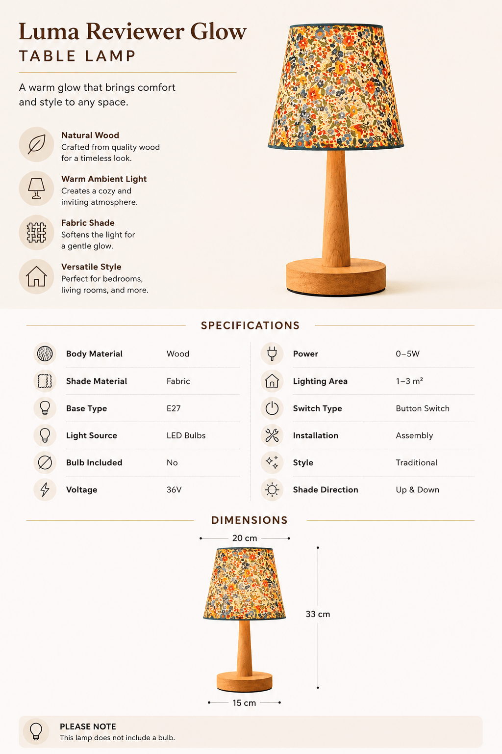 Flora | Nordic Wooden Bedside Lamp - Luma House
