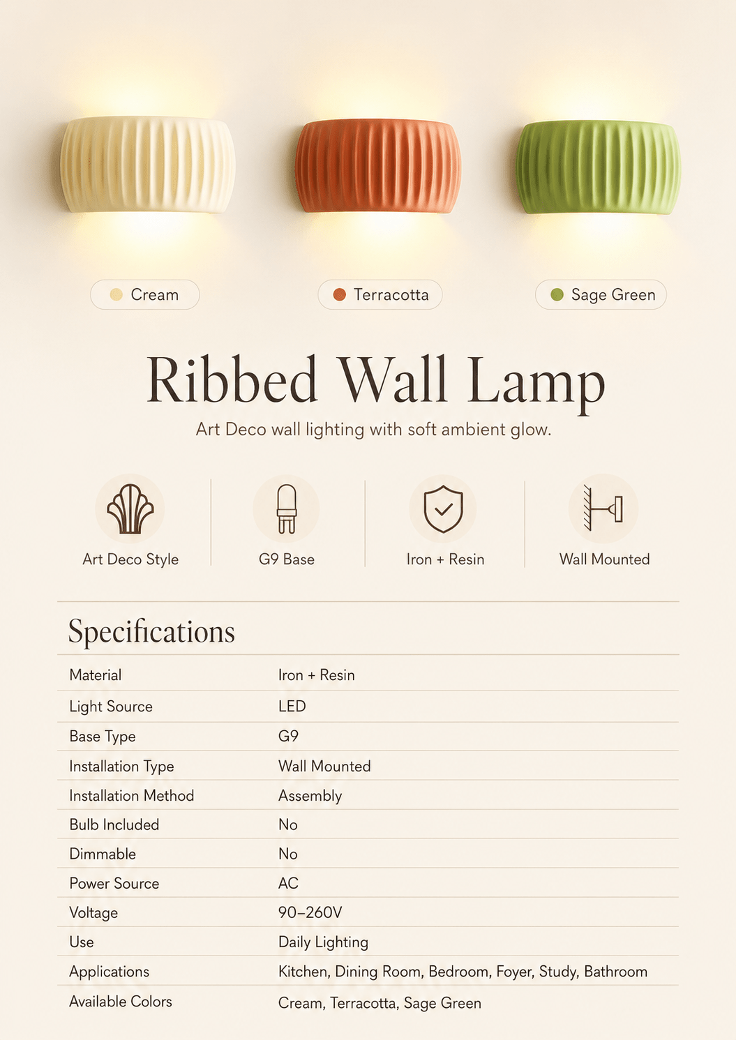 Gio | Modern French Resin Wall Lamp - Luma House