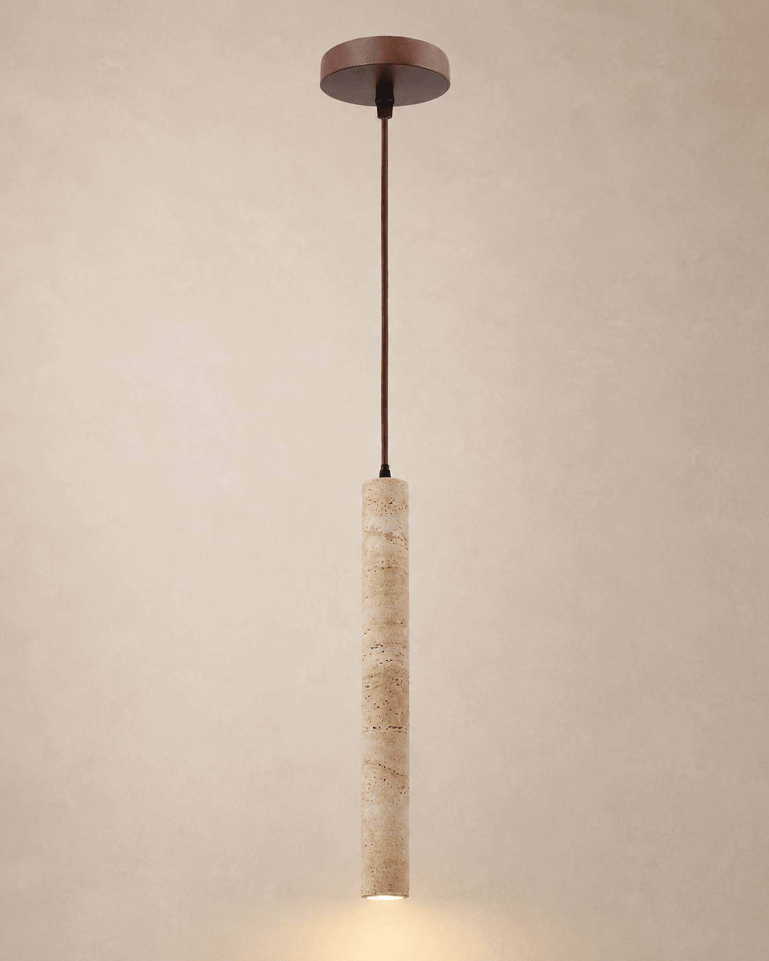 Hashira | Travertine Cylinder Pendant Light - Luma House