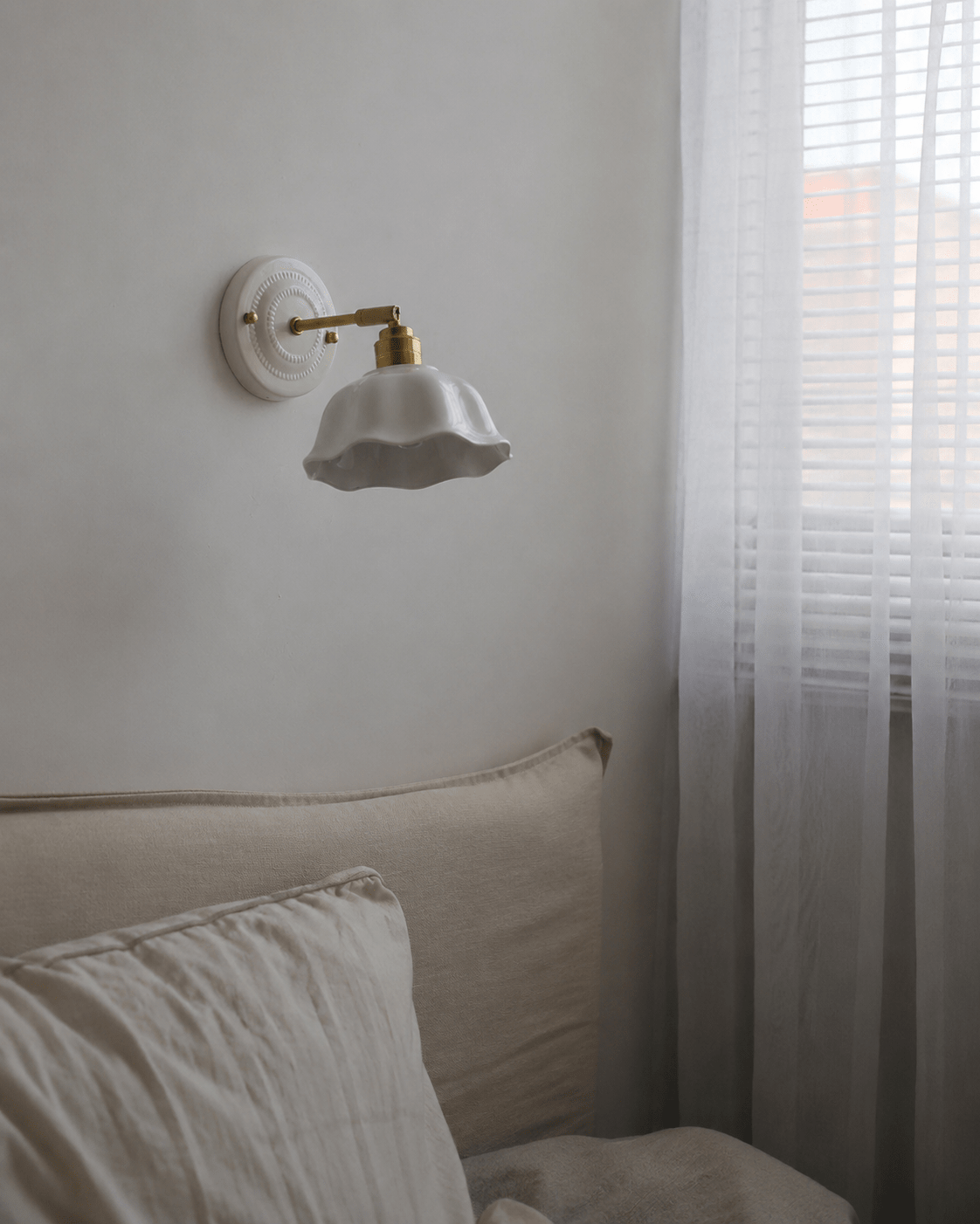 Margot | White Ceramic Copper Wall Sconce - Luma House