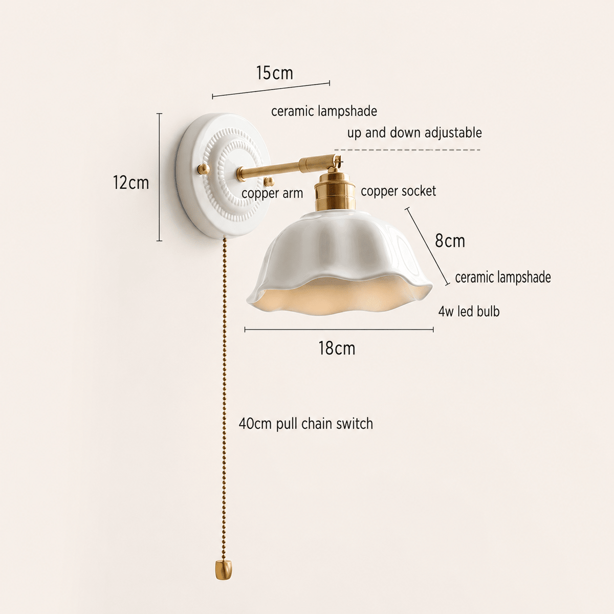 Margot | White Ceramic Copper Wall Sconce - Luma House