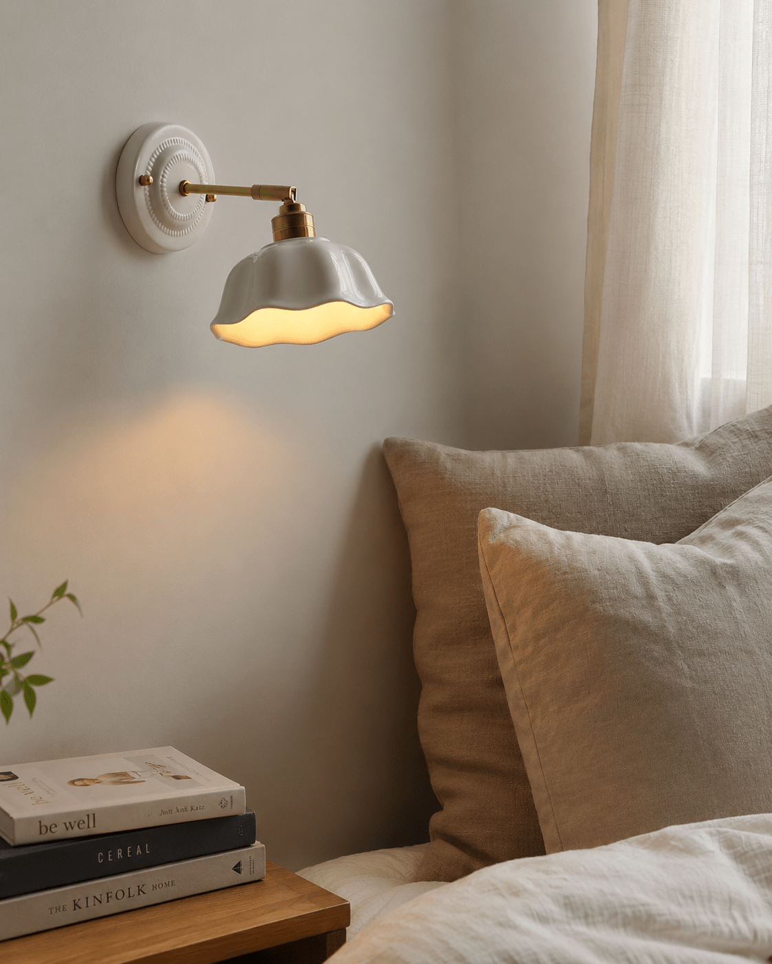 Margot | White Ceramic Copper Wall Sconce - Luma House