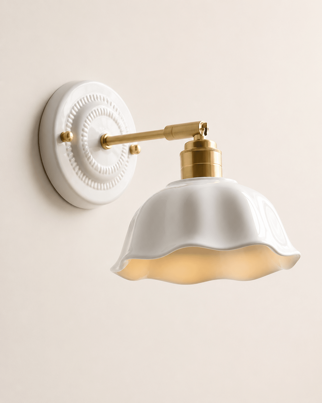 Margot | White Ceramic Copper Wall Sconce - Luma House