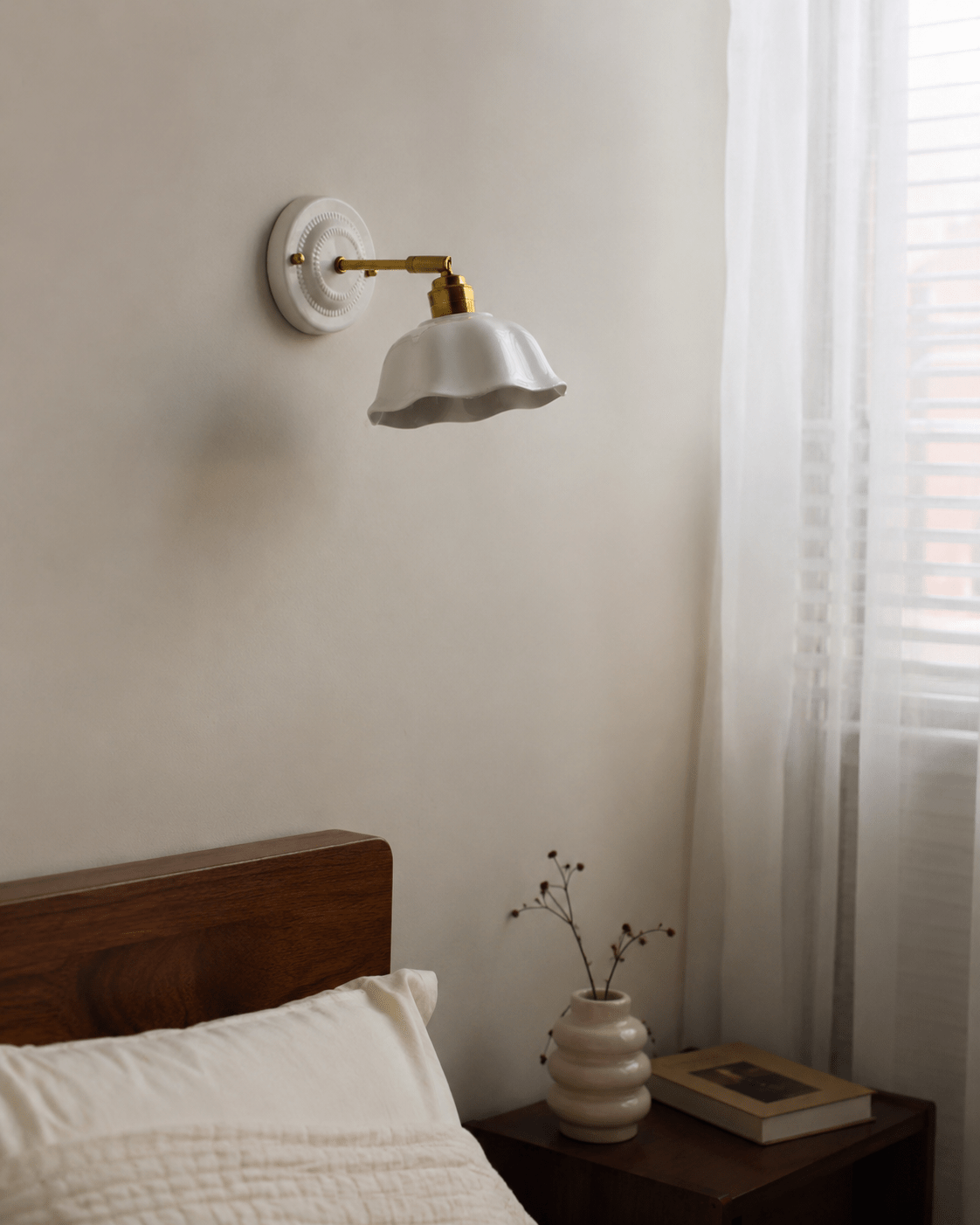 Margot | White Ceramic Copper Wall Sconce - Luma House