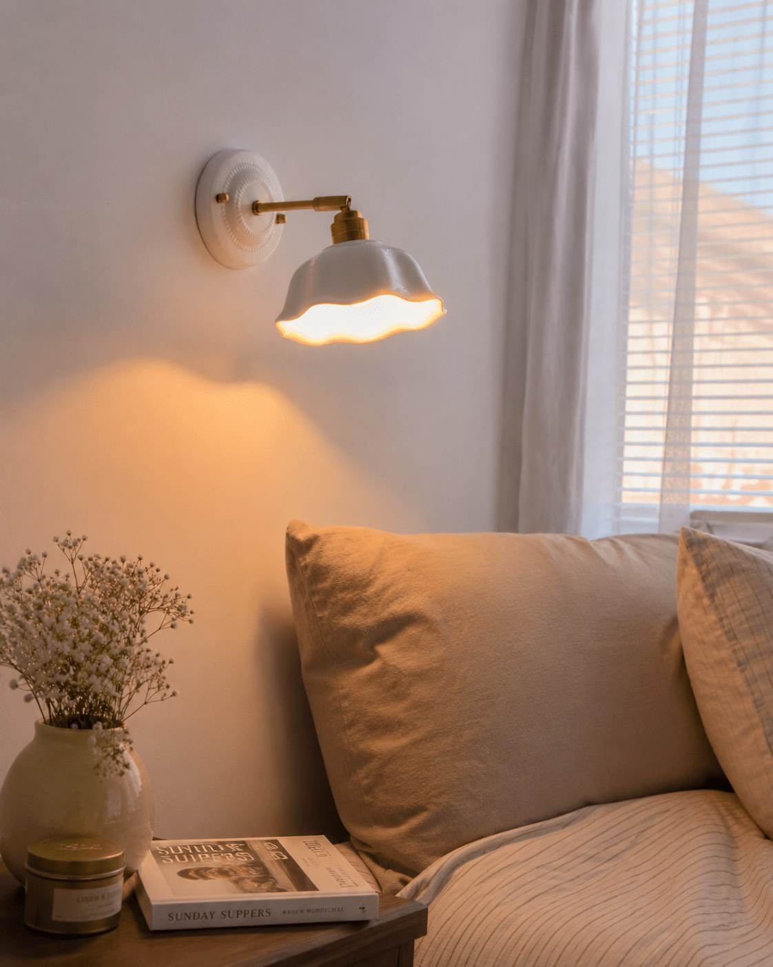 Margot | White Ceramic Copper Wall Sconce - Luma House