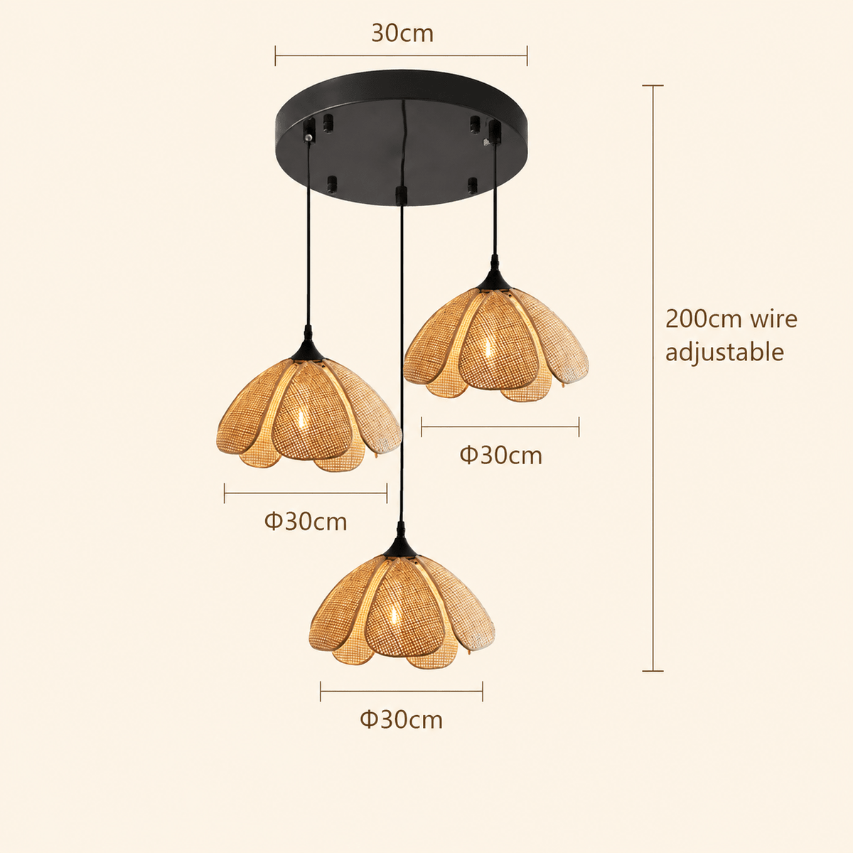 Maribel | Rattan Flower Pendant Light - Luma House