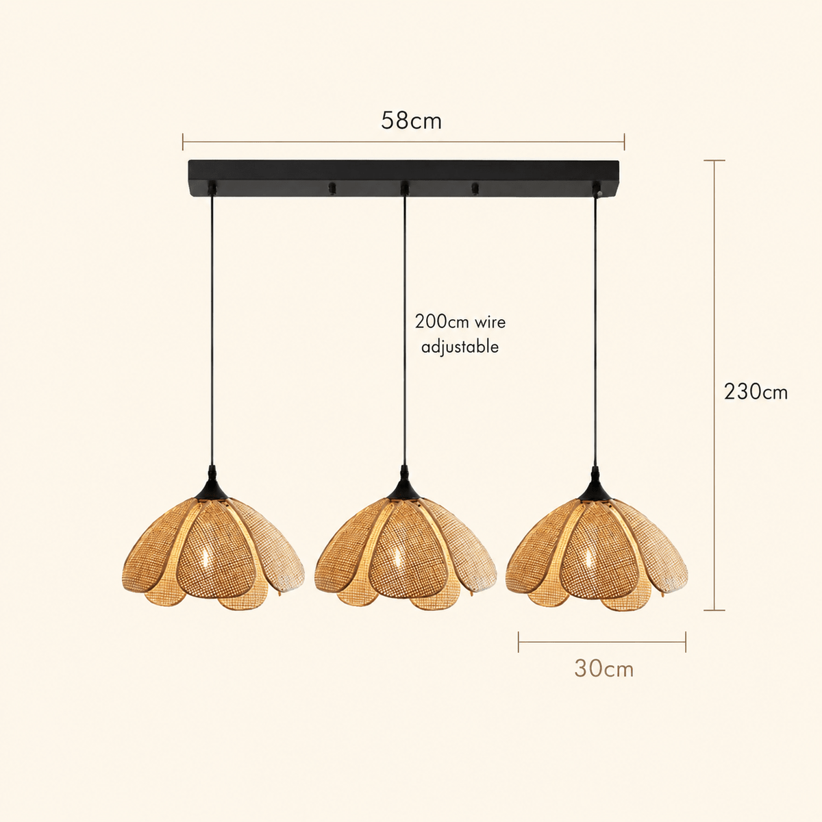 Maribel | Rattan Flower Pendant Light - Luma House