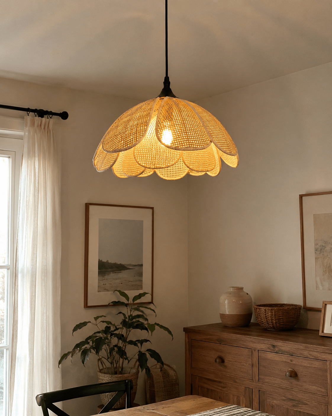 Maribel | Rattan Flower Pendant Light - Luma House