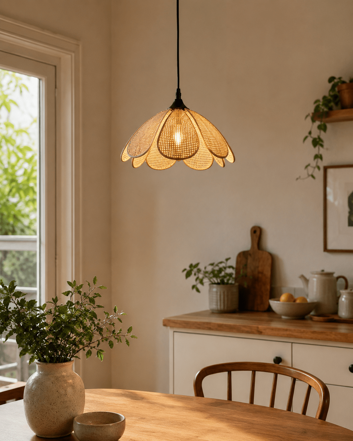 Maribel | Rattan Flower Pendant Light - Luma House