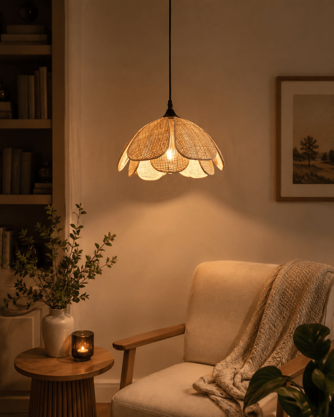 Maribel | Rattan Flower Pendant Light - Luma House