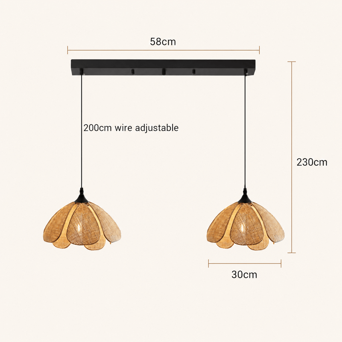 Maribel | Rattan Flower Pendant Light - Luma House