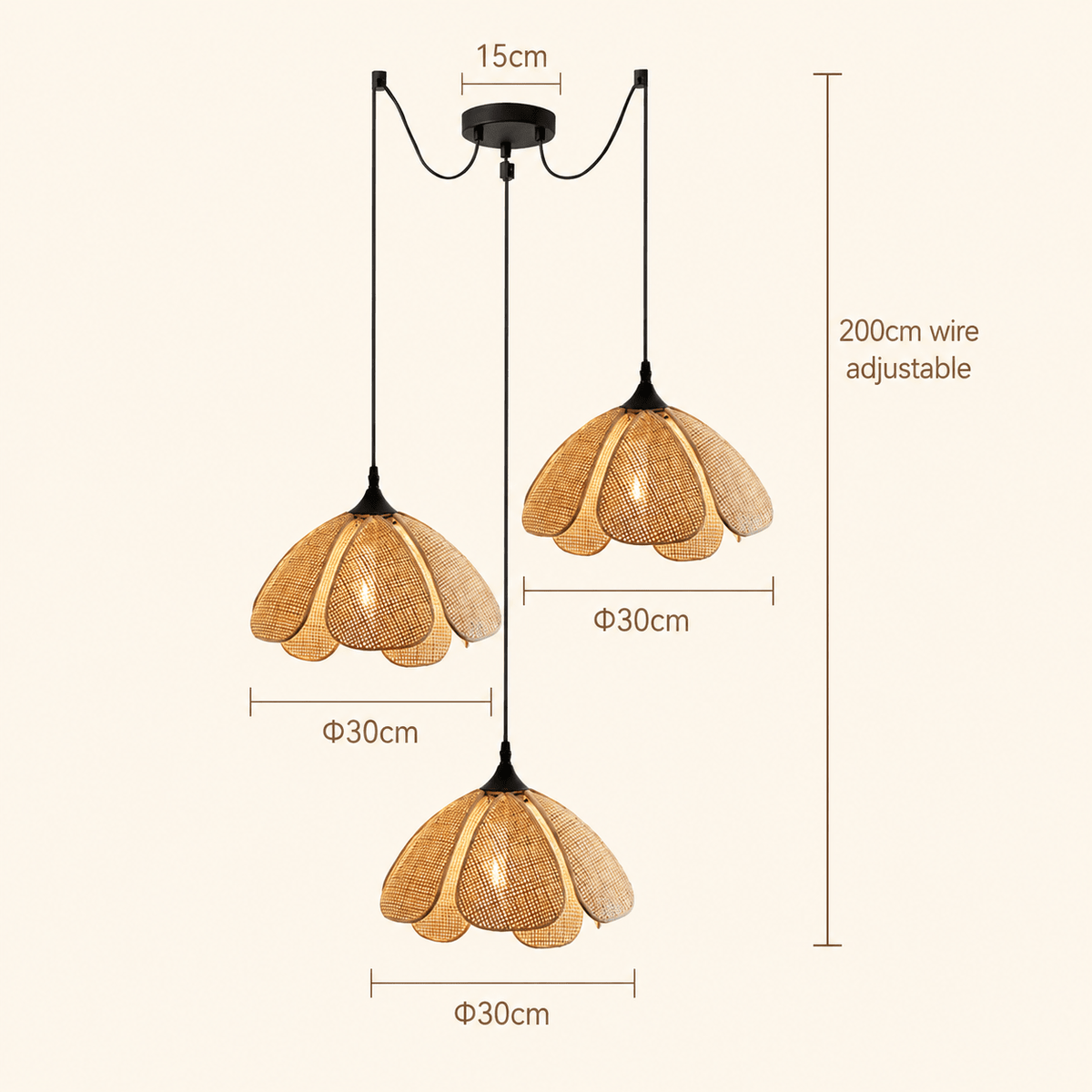 Maribel | Rattan Flower Pendant Light - Luma House