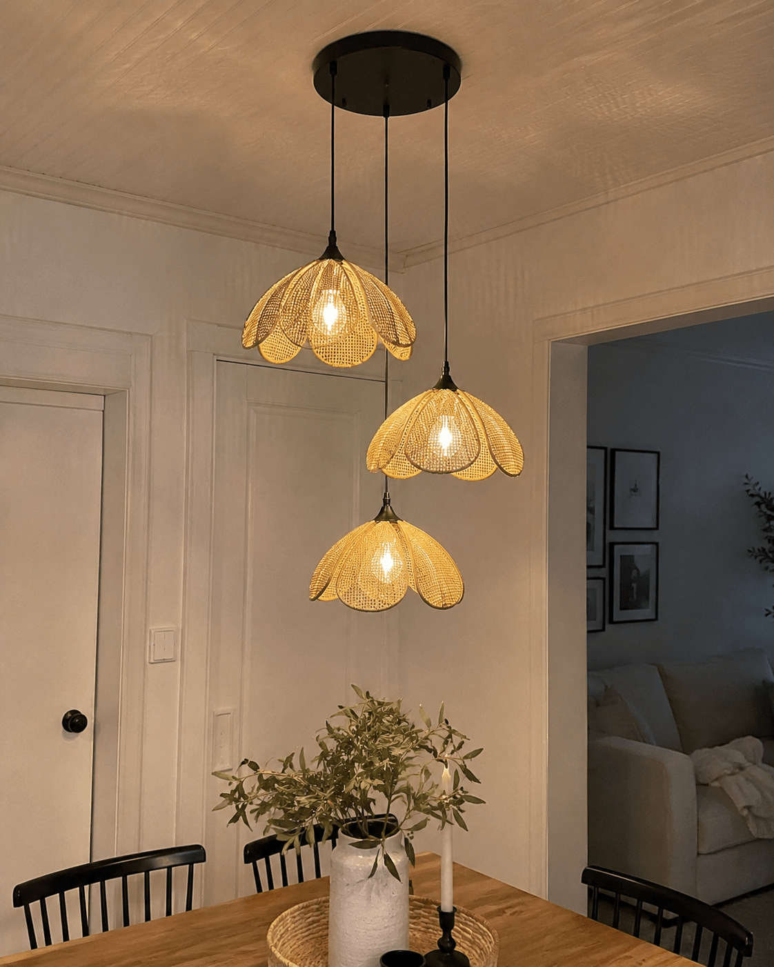 Maribel | Rattan Flower Pendant Light - Luma House