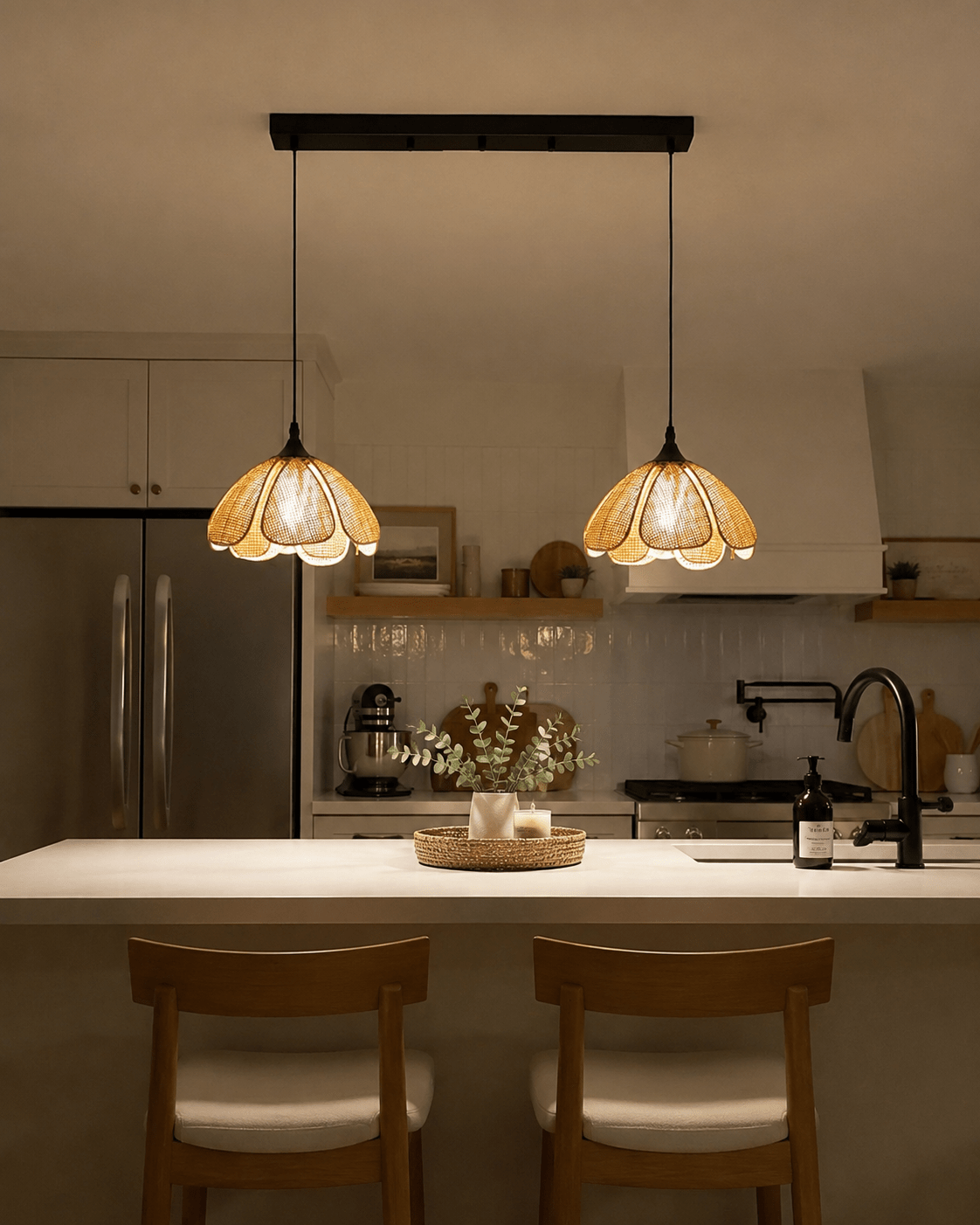 Maribel | Rattan Flower Pendant Light - Luma House
