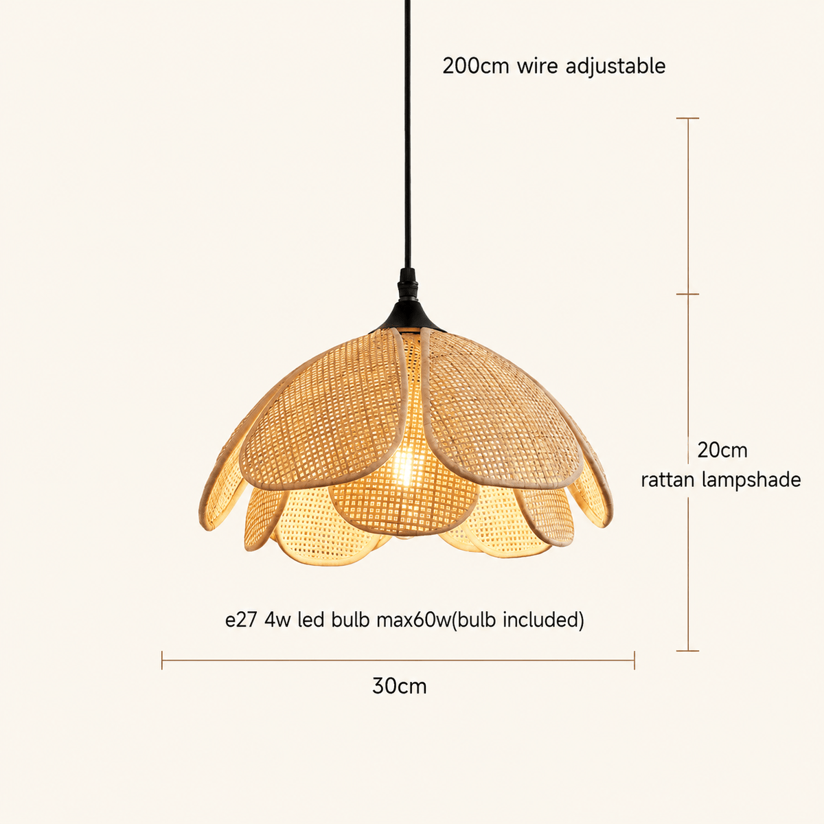Maribel | Rattan Flower Pendant Light - Luma House
