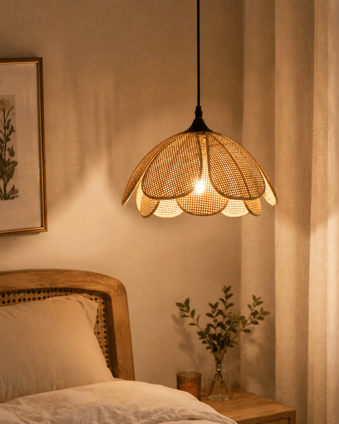 Maribel | Rattan Flower Pendant Light - Luma House