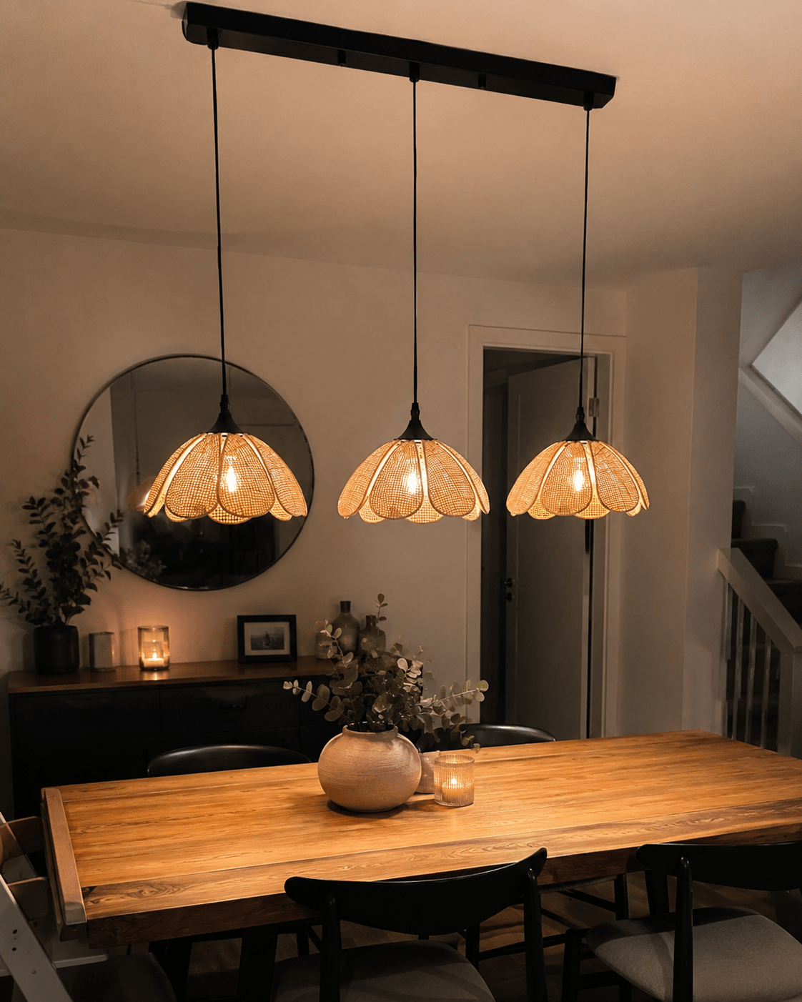 Maribel | Rattan Flower Pendant Light - Luma House