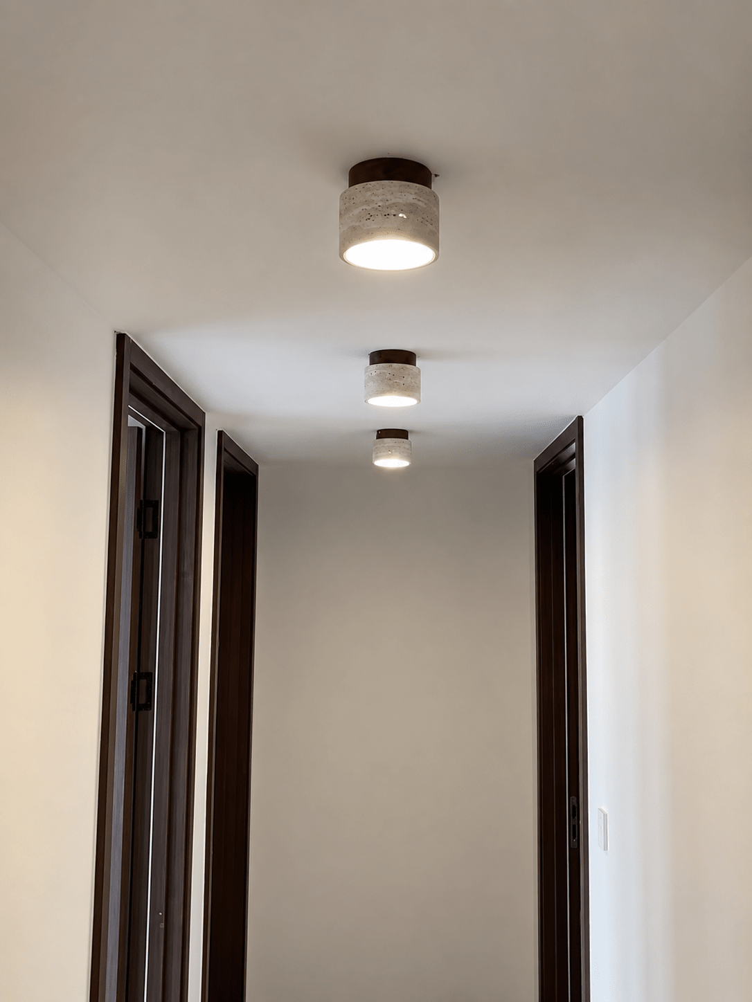 Noma | Travertine & Wood Flush Ceiling Light - Luma House