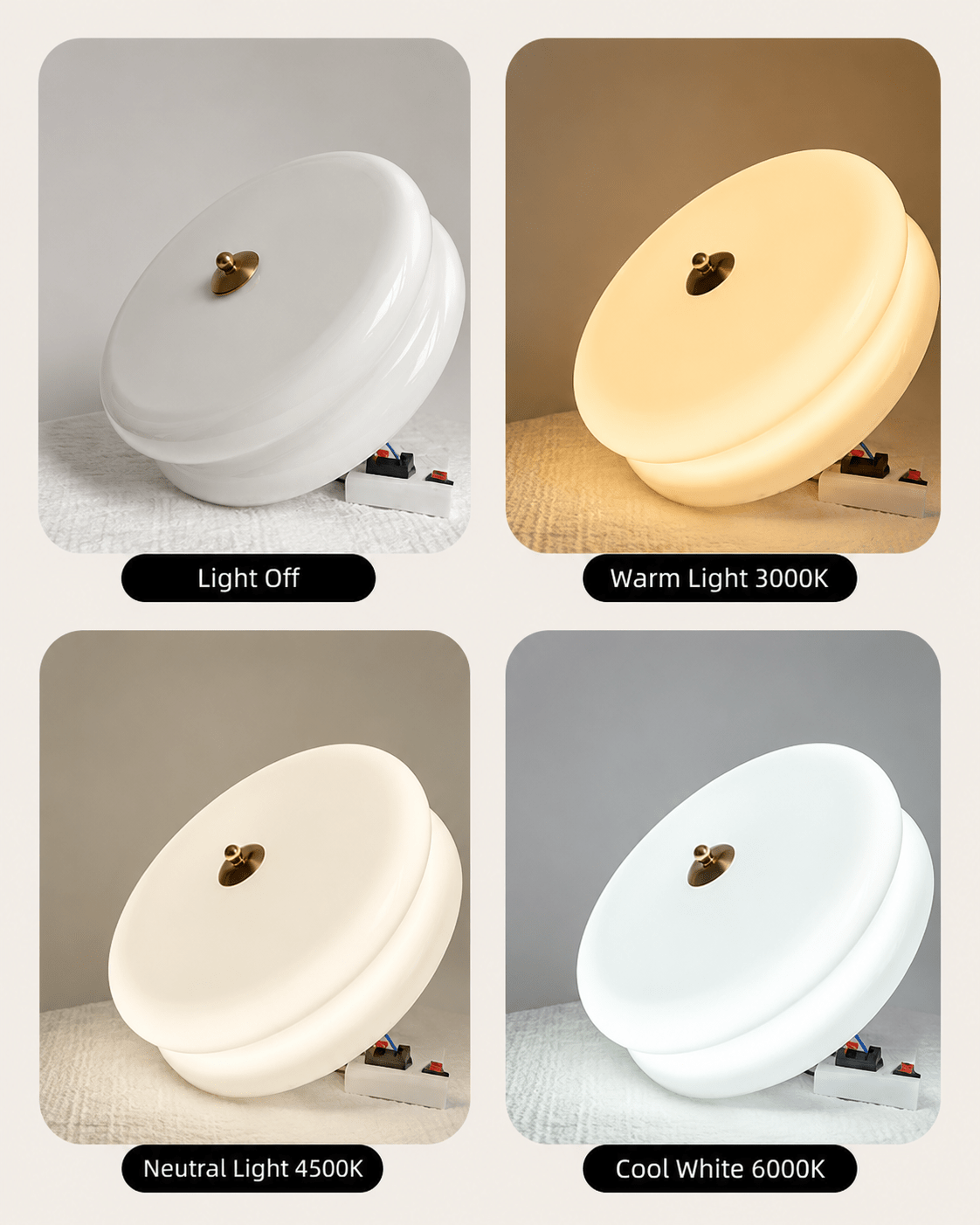 Nora | French Cream Halo Ceiling Light - Luma House