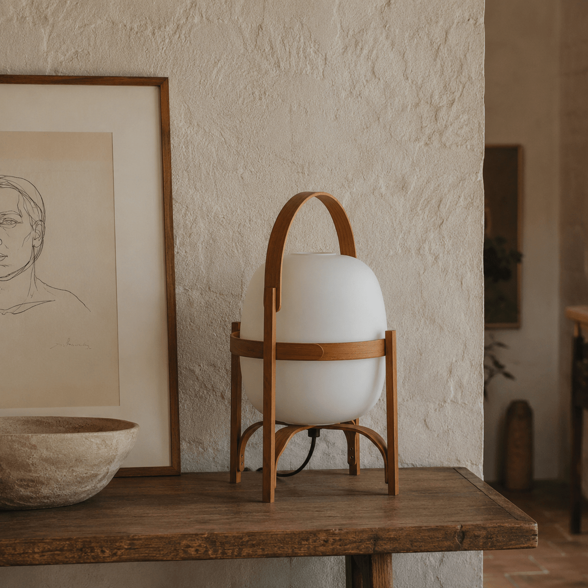 Obi | Japanese Basket Glass Table Lamp - Luma House