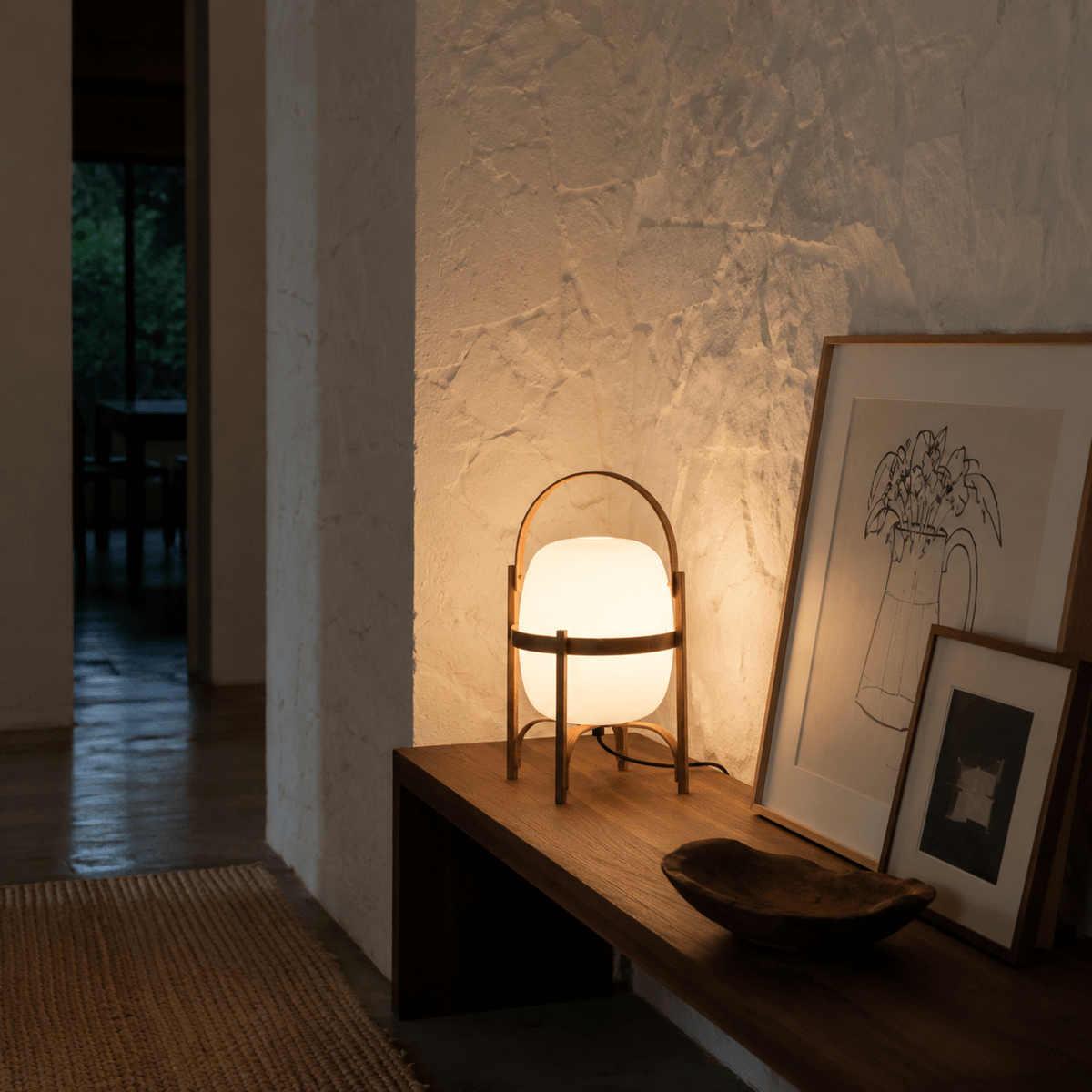 Obi | Japanese Basket Glass Table Lamp - Luma House