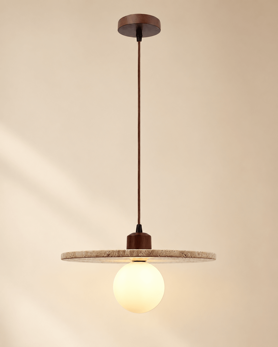 Piatto | Travertine Disc Pendant Light - Luma House