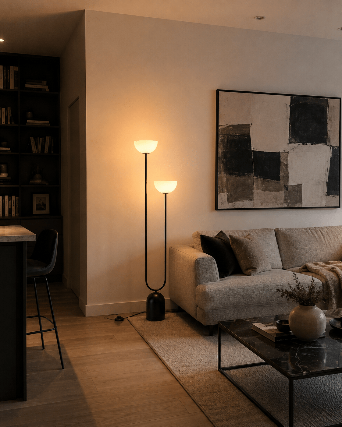 Roman | Dual-Head Arc Floor Lamp - Luma House