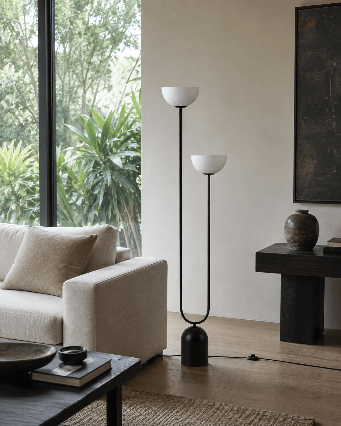 Roman | Dual-Head Arc Floor Lamp - Luma House