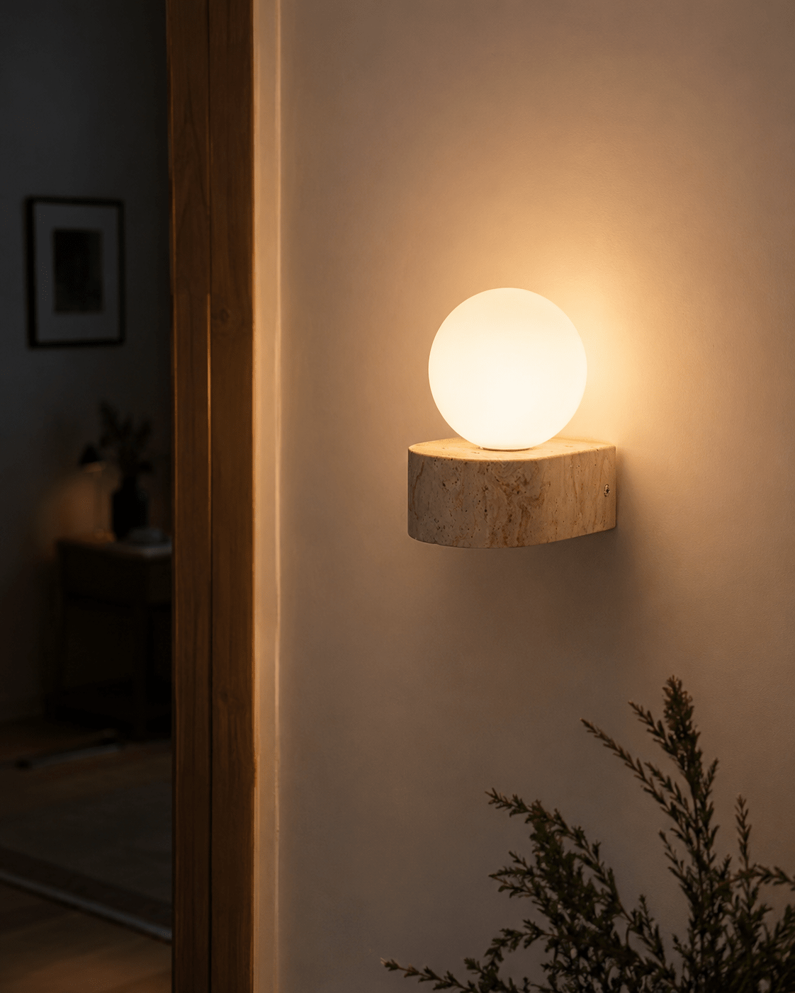 Rova | Travertine Wall Globe Sconce - Luma House