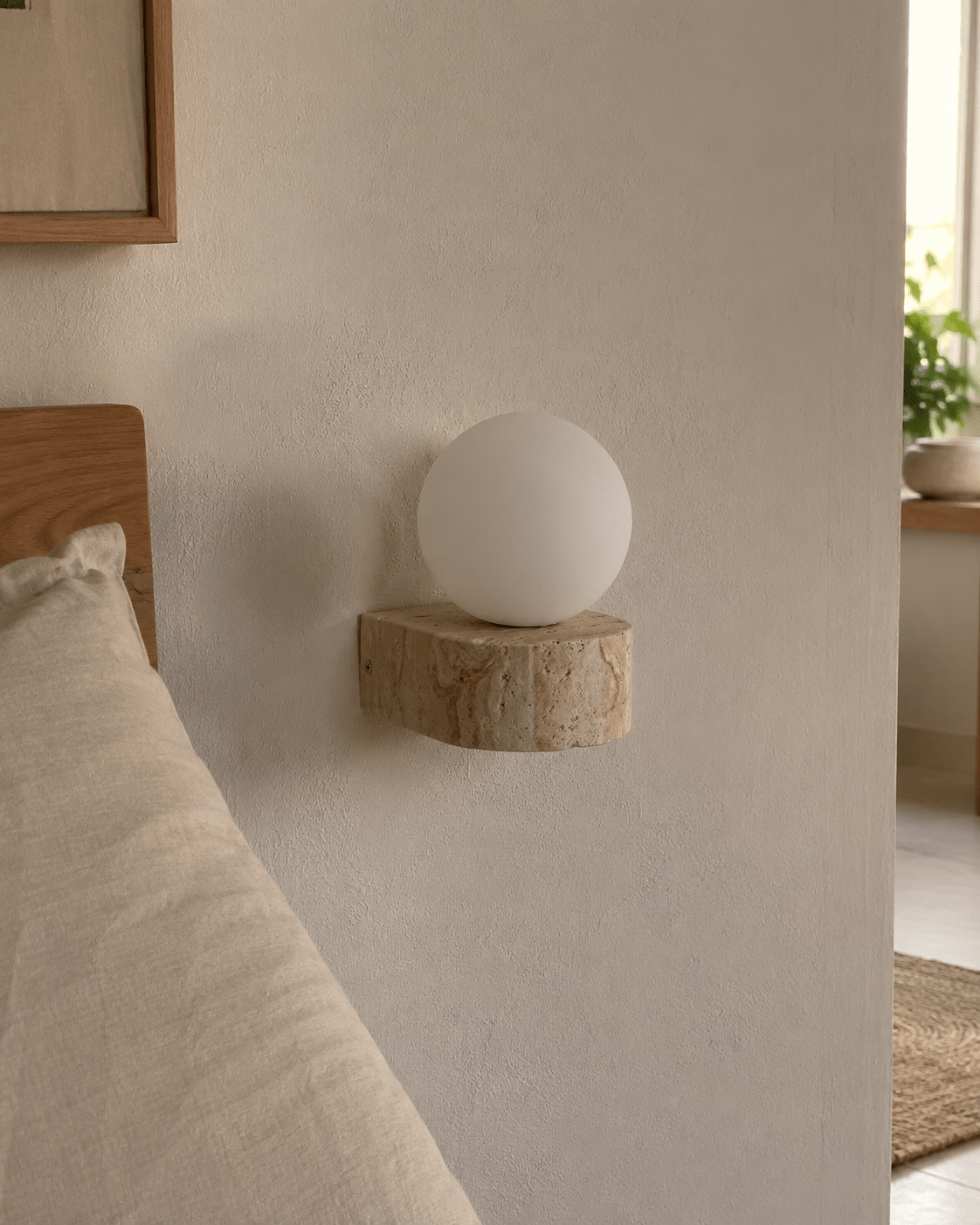 Rova | Travertine Wall Globe Sconce - Luma House