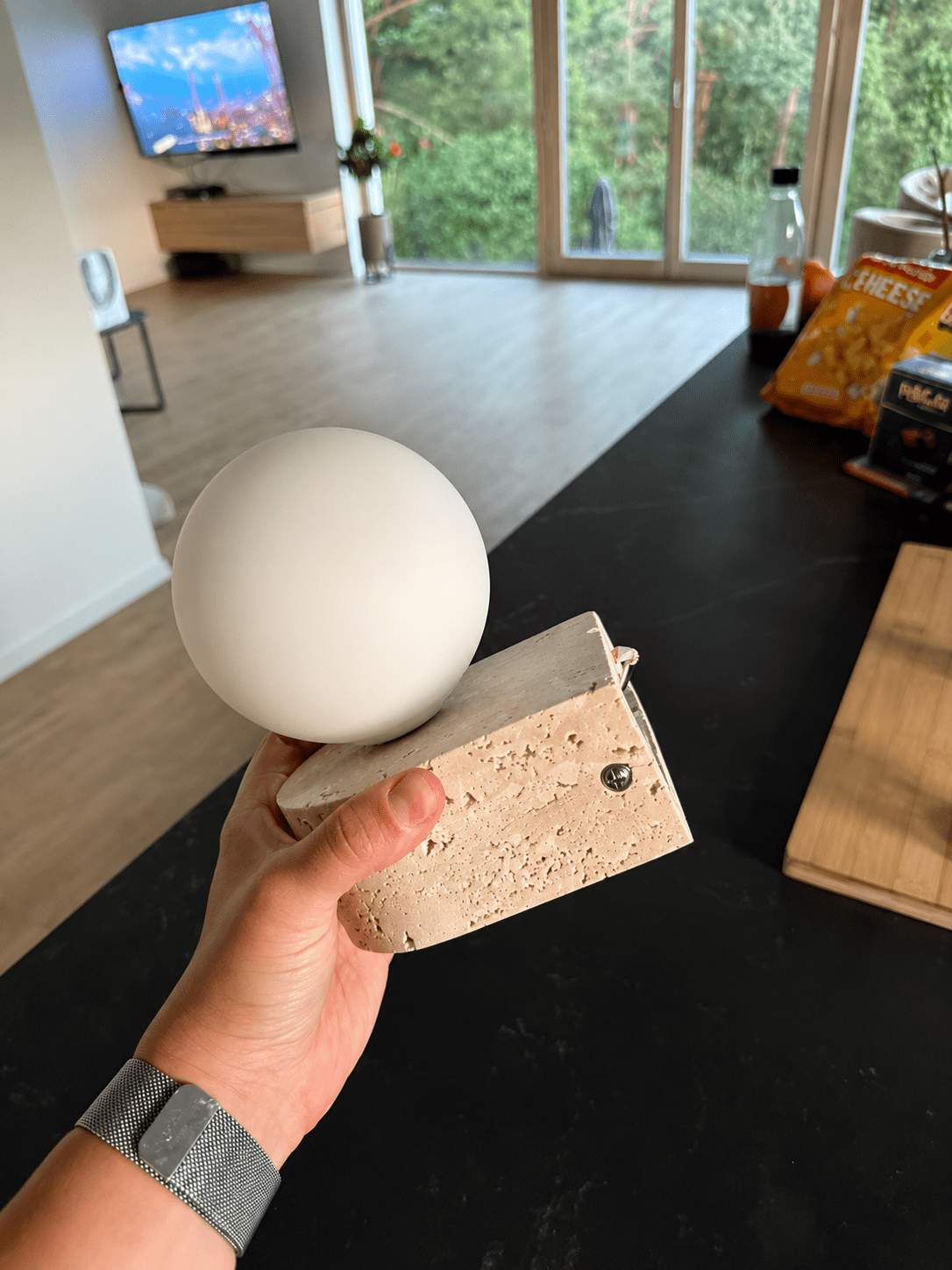 Rova | Travertine Wall Globe Sconce - Luma House
