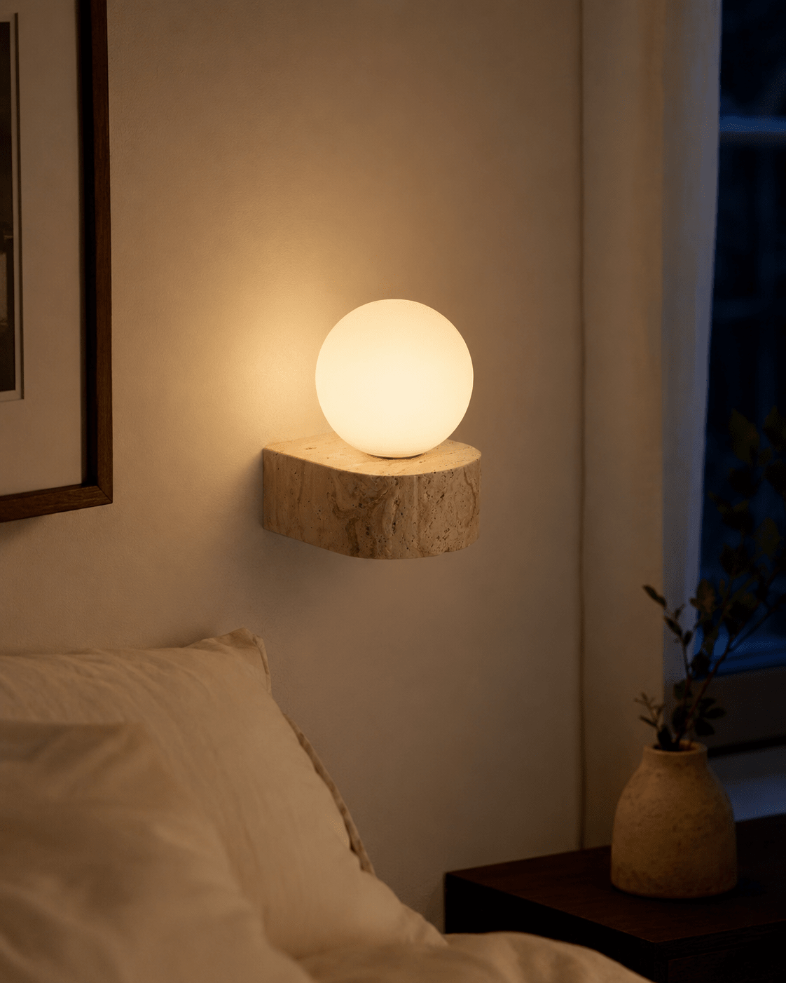 Rova | Travertine Wall Globe Sconce - Luma House