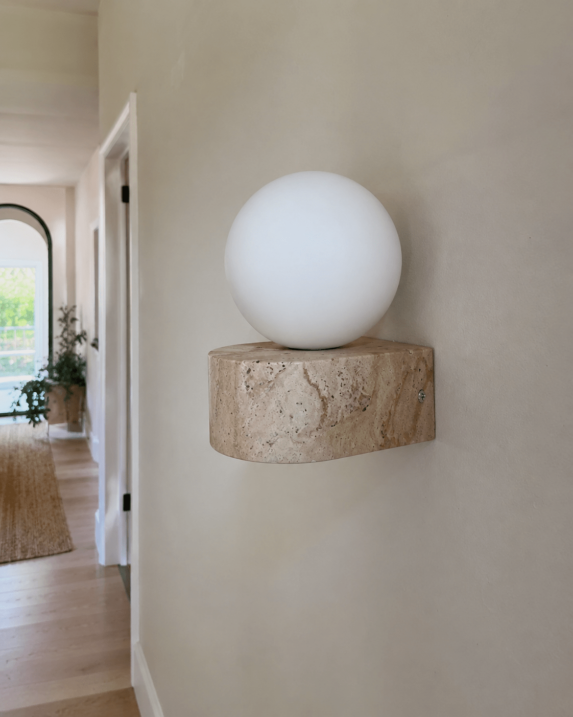 Rova | Travertine Wall Globe Sconce - Luma House