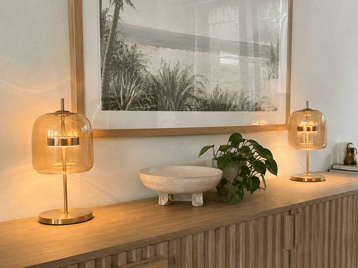 Sienna | Modern Glass Bedside Lamp - Luma House