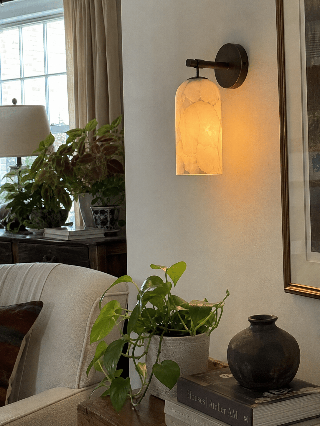 Volta | Alabaster & Brass Wall Sconce - Luma House