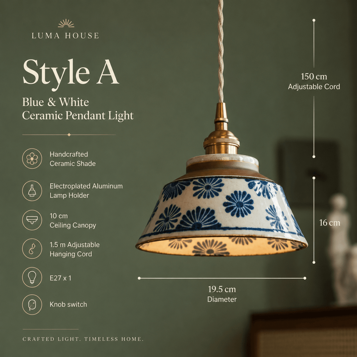 Wei | Retro Ceramic Pendant Light - Luma House