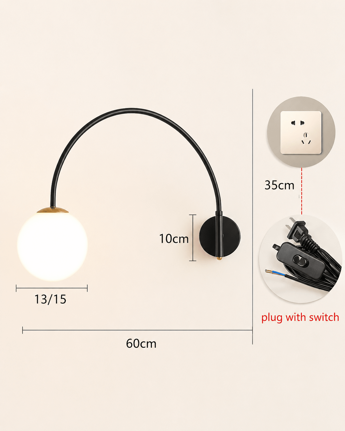 Yumi | Arc Frosted Globe Wall Sconce - Luma House